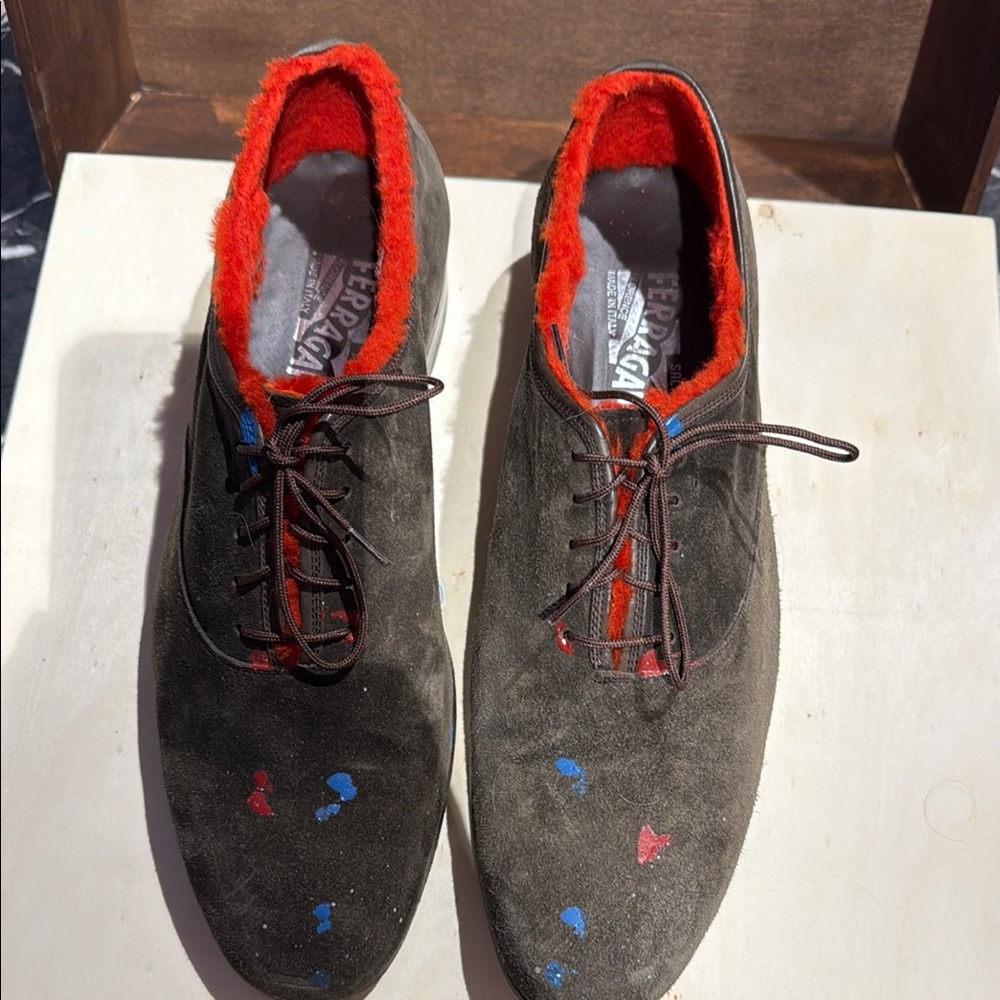 Ferragamo Men’s Dress Shoe Suede with Shearling inner trim